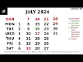July 2024 Calendar With Holidays Calendar 365