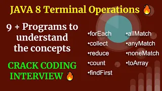 Java 8 Terminal Operations 9 Programs to demonstrate the concepts