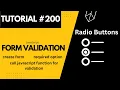 Form Validation Radio Buttons Web Development Tutorial