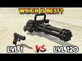 Lagu GTA 5 ONLINE : LEVEL 1 WEAPON VS LEVEL 120 WEAPON (WHICH IS BEST WEAPON?)