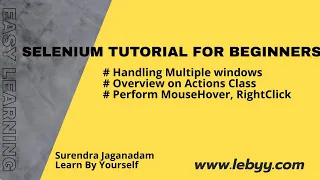 Multiple windows handling Actions class concept Selenium Tutorial for Beginners