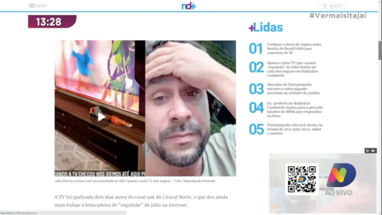 Quanto custa a TV que causou a expulsão do ator Júlio Rocha da casa dos sogros em BC