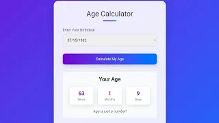 Stylish Age Calculator HTML CSS JavaScript Age Calculator Project with Source Code