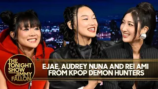 ejae audrey nuna u0026 rei ami from kpop demon hunters get surprised with platinum record for 