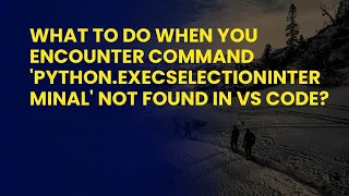 What to Do When You Encounter Command python execSelectionInTerminal Not Found in VS Code