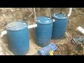 The diy 3 barrel septic tank system for your cabin or RV 55 gallon drums cheap easy