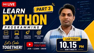 Python Basics Part 3 Live Tutorial for Absolute Beginners