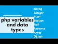 Variables Data Types in PHP PHP Tutorial for Beginners