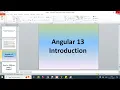 Learn Anguler 13 Introduction