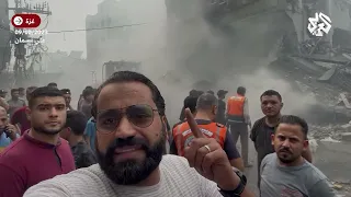 مهما فعلتم لن نريكم منا خوف ا فنان فلسطيني يوج ه رسالة تحد وصمود من وسط الركام في غز ة 