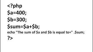sum of two number by using php language php language sum of two numbers