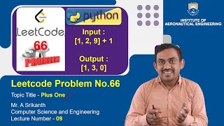 Plus One LeetCode Problem 66 Python Array Solution by Mr A Srikanth