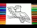 Coloring for Kids with Big Parrot Bird - Colouring Pages for Toddlers