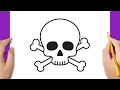 How to draw a skull and crossbones for Halloween