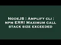 NodeJS Amplify cli npm ERR Maximum call stack size exceeded