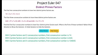 Project Euler 047 - Distinct Primes Factors