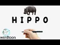 Very Easy How to Turn words HIPPO into cartoon Learn how to draw wordtoon