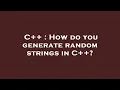 C How do you generate random strings in C