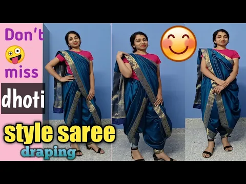 Download MP3 Dhoti style saree draping//how to drape Dhoti style saree in Tamil.
