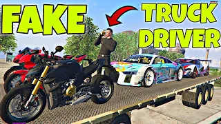 I became a FAKE TRUCK DRIVER to steal SPORTS CAR in GTA 5 RP