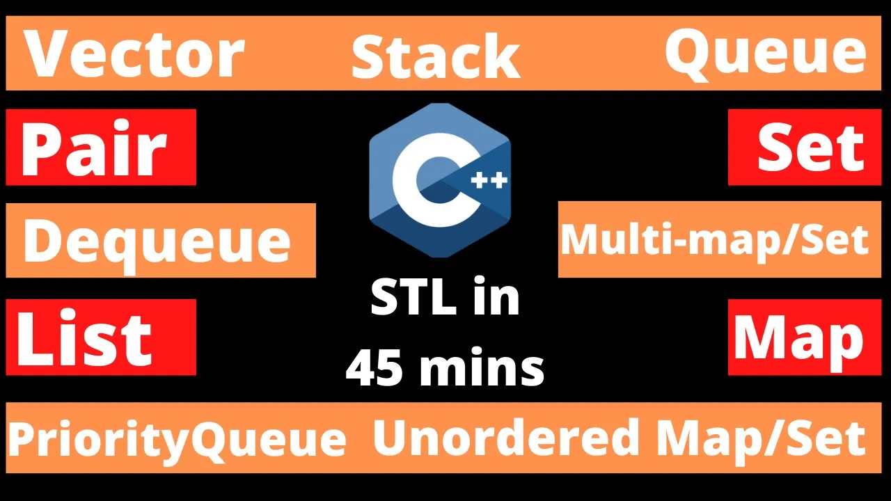 Learn C++ STL in 45 minutes | Containers | Algorithms | Comparators | Competitive Programming - YouTube thumbnail