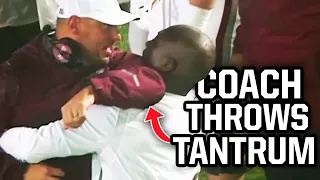 Troy coach goes crazy after missed facemask call a breakdown