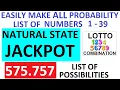 lottoformula com - Natural State Jackpot Lotto number combination