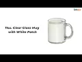 Best China Sublimation 11oz Clear Glass Mug White Patch Glass Mug Factory Transparent Glass Mug