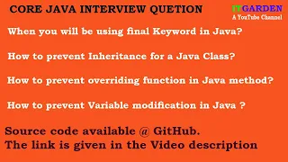 Core Java Interview Question - How to prevent Inheritance from the class final keyword uses in Java