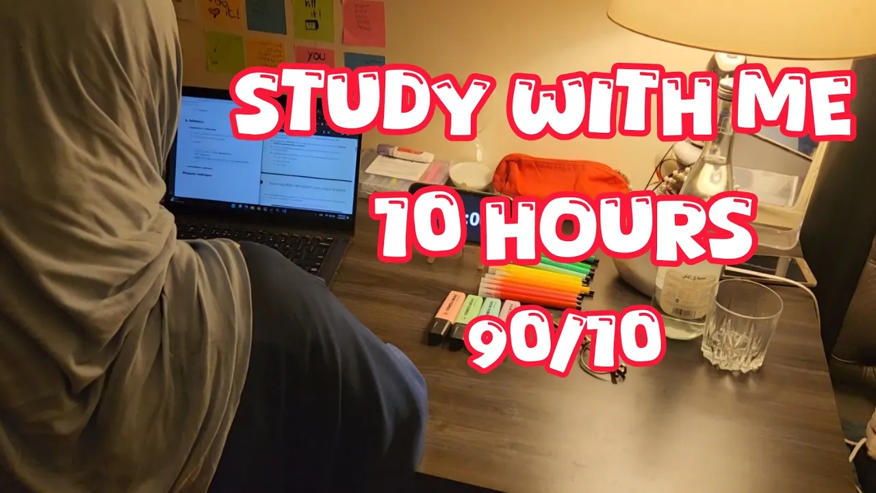 أدرس معي 10 ساعات بطريقة بومودورو 90/10 مع صوت المطر 🌧 اليوم 2️⃣6️⃣من تحدي6️⃣0️⃣ study with 10 hours
