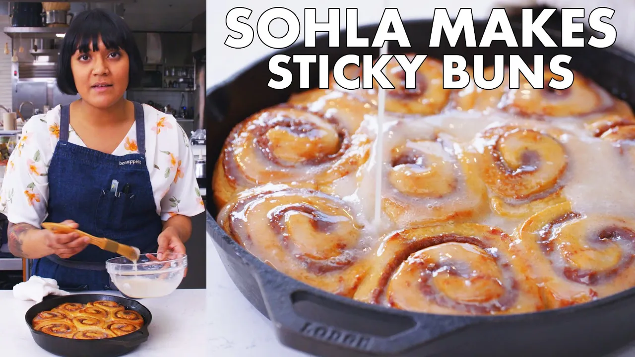 Sohla Makes Cinnamon-Date Sticky Buns   From the Test Kitchen   Bon Apptit