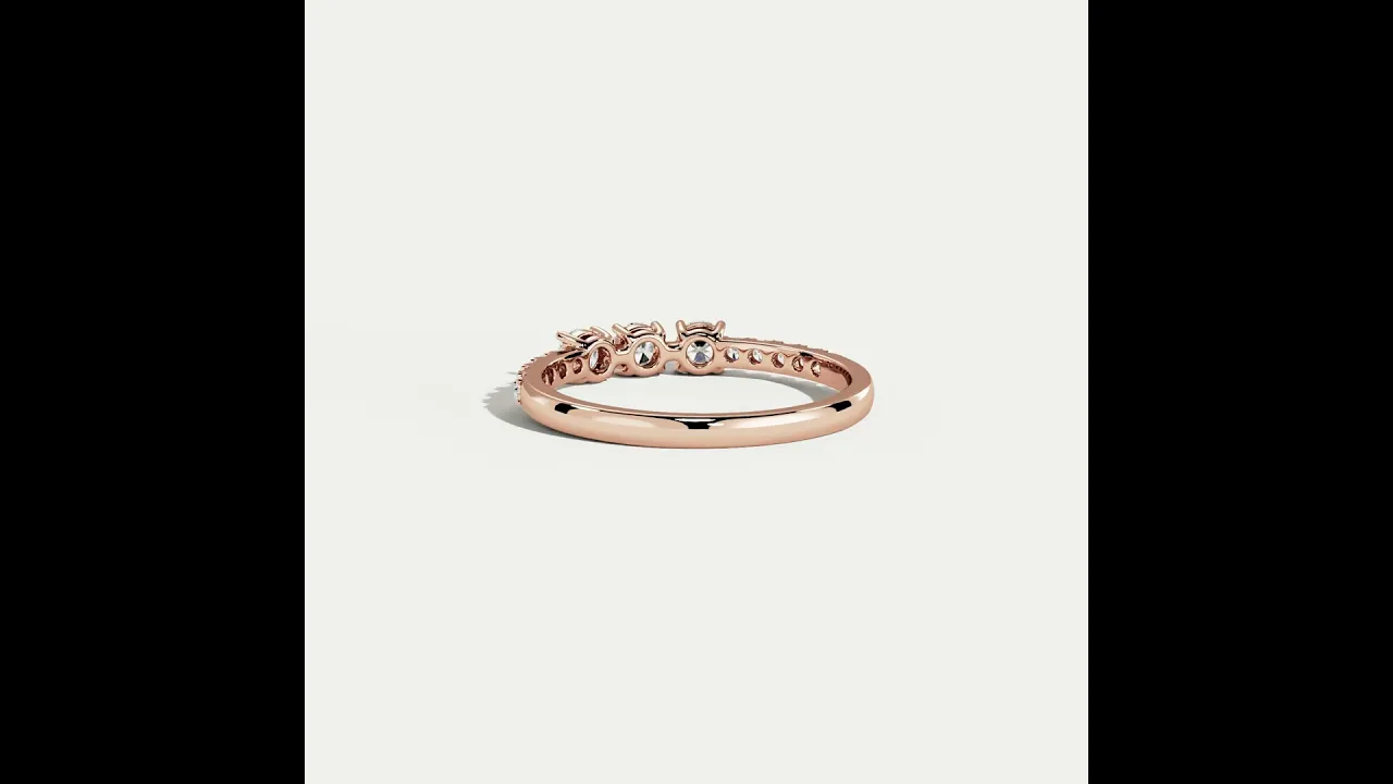Floating Round  Lab-Grown Diamond Three-Stone Pavé Ring
