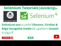 Selenium browser incognito modes Selenium 4 Tutorials Selenium Web Automation Malayalam