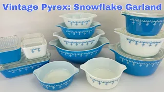 Vintage PYREX Blue Snowflake Garland Collection