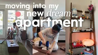 moving into my dream apartment solo living building furniture new matcha station settling in