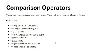 Mastering Comparison Operators in Javascript vs Explained Day 6
