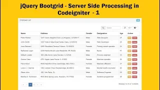 jQuery Bootgrid - Server Side Processing in Codeigniter