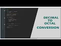 Number System Conversion DECIMAL TO OCTAL - C Programming