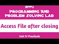 Access Closed File Unit IV Practical Programming and Problem Solving Lab PPS FE SPPU