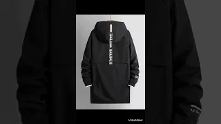 جاكيت رجالي طويل بغطاء للرأس مقاوم للمطر الرابط بأول تعليق جاكيت 