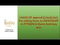 ADDING ROWS TO DATAFRAME IN PYTHON USING append loc iloc