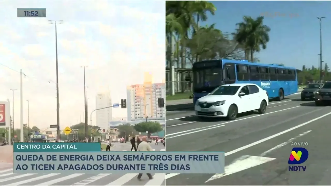 Queda de energia deixa semáforos em frente ao Ticen apagados por três dias