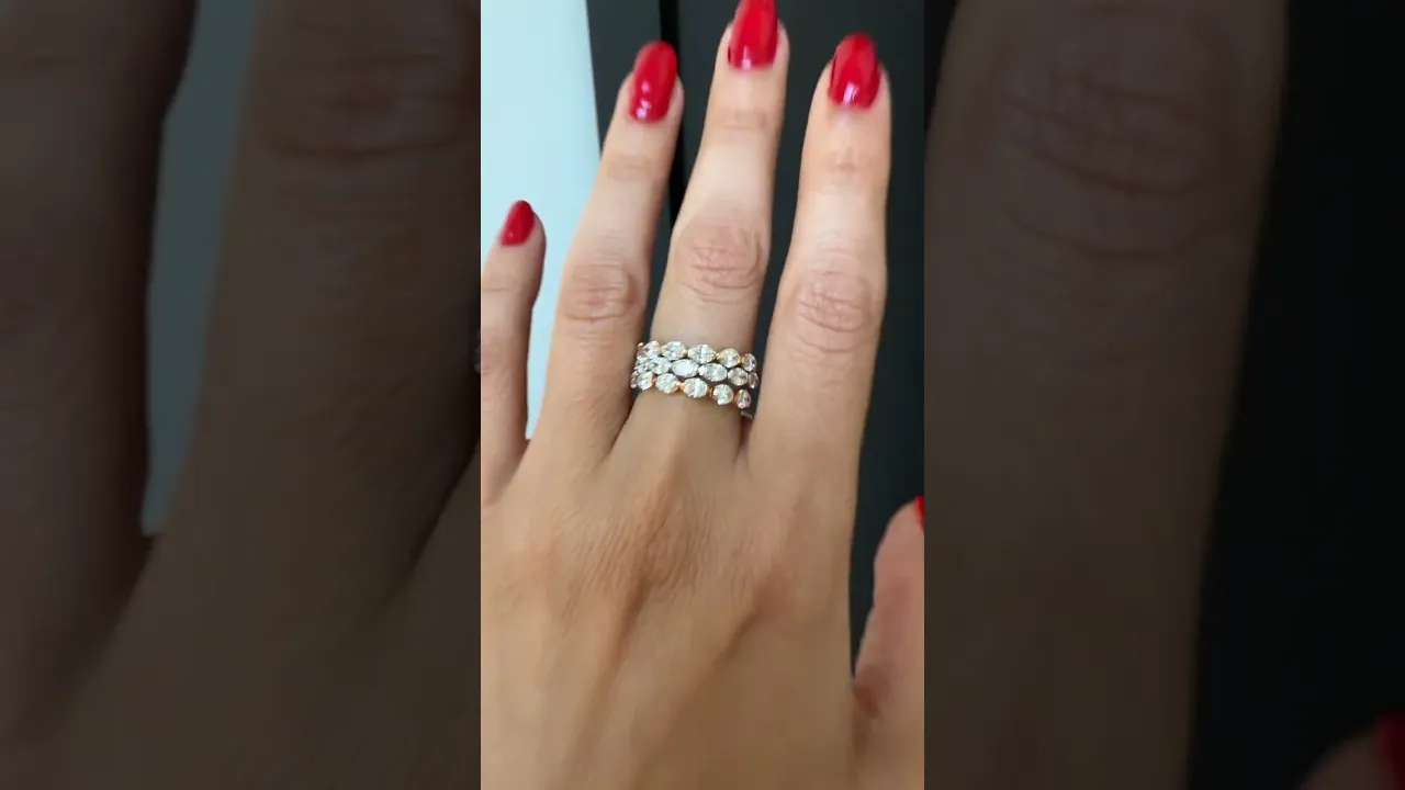 14K Gold Oval Cut Three Quarter Way East West Eternity Frame Set Lab Grown Diamond Wedding Band Ring