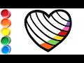 Learn Colors with Heart Painting and Drawing Coloring Page Happy Joy Art
