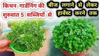 कम जगह खर्चे के Kitchen Gardening शुरू करें 5 सब्जियों से | Seeds To Harvest | Kitchen Garden Ideas