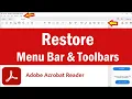 How to Restore Menu Bar in Adobe Reader Adobe Reader Tools Menu Missing PDF Toolbar Missing