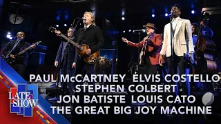 "Jump Up / Hello Goodbye" Paul McCartney, Elvis Costello, Jon Batiste, Louis Cato & Stephen Colbert