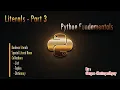 CLASS XI BOOLEAN NONE AND COLLECTIONS LITERALS TOKENS PYTHON FUNDAMENTALS