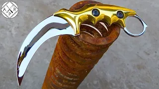 Download Turning a Rusty Coil SPRING into a Mirror but Razor Sharp KARAMBIT MP3