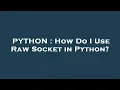 PYTHON How Do I Use Raw Socket in Python